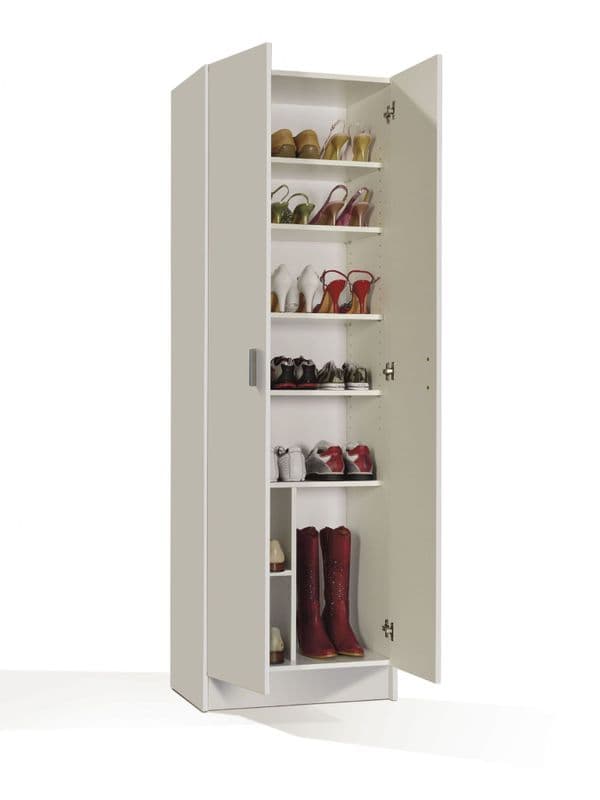 Lazar MultiTall White 2 Door Utility Shoe Storage Cupboard Cabinet Armar 2p- 007146O