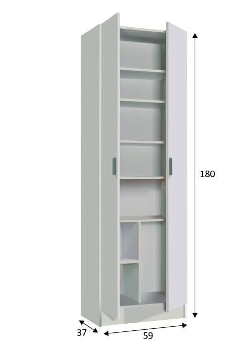 Lazar MultiTall White 2 Door Utility Shoe Storage Cupboard Cabinet Armar 2p- 007146O