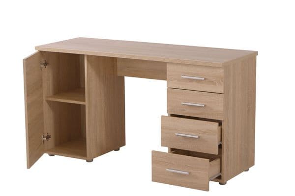 Ravenna Sonoma Oak Office Desk With Storage Drawers and Cupboard- 11008649
