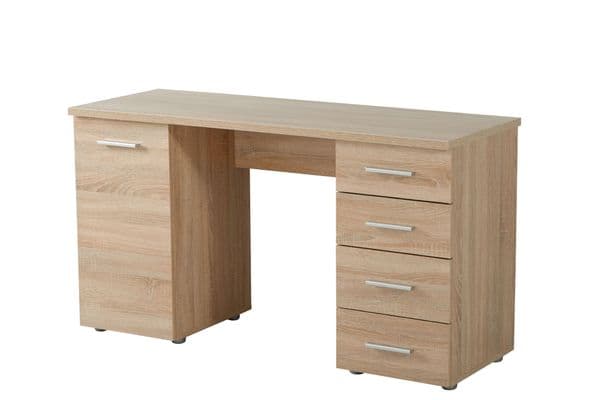 Ravenna Sonoma Oak Office Desk With Storage Drawers and Cupboard- 11008649