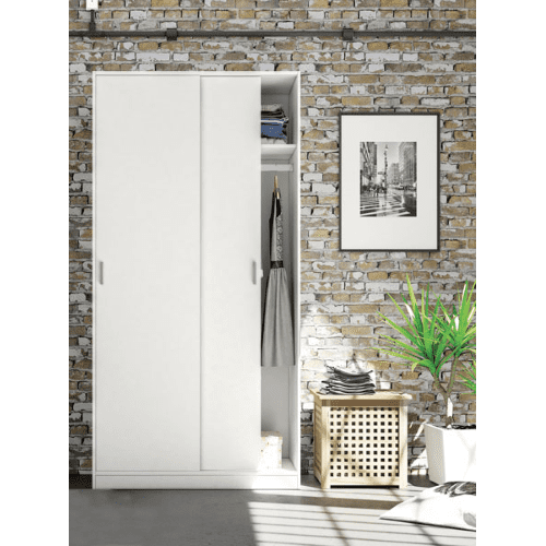 Dawn Slim Narrow Depth Sliding Wardrobe in White - MAX019O
