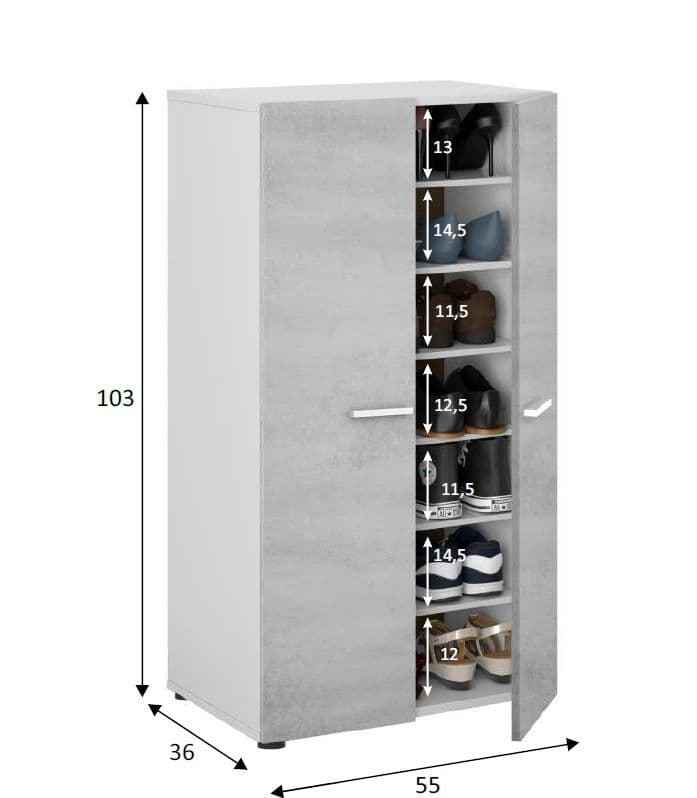 Nero Shoe Cupboard Cabinet in Grey and White