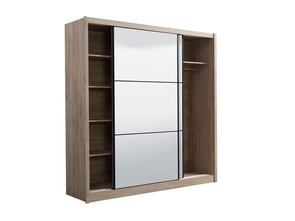 Marvella Artisan Oak Effect Full Mirrored 2 Door Sliding Door Wardrobe Slider 213cm Wide 11008348