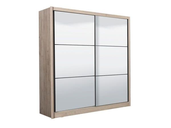 Marvella Artisan Oak Effect Full Mirrored 2 Door Sliding Door Wardrobe Slider 213cm Wide 11008348
