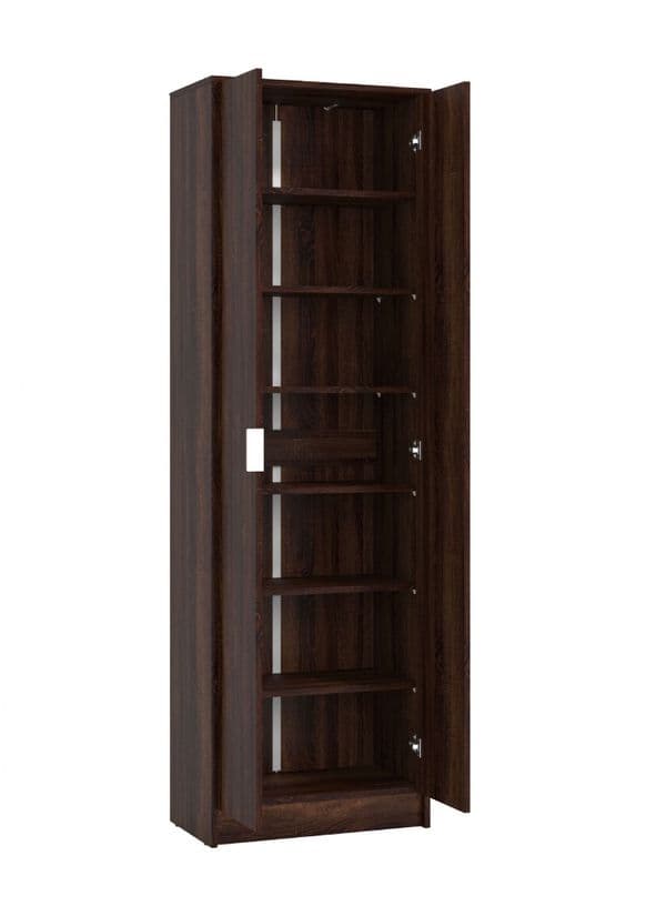 Pria Wenge Dark Brown Tall Multipurpose 2 Door Utility Shoe Storage Cupboard- 11011250