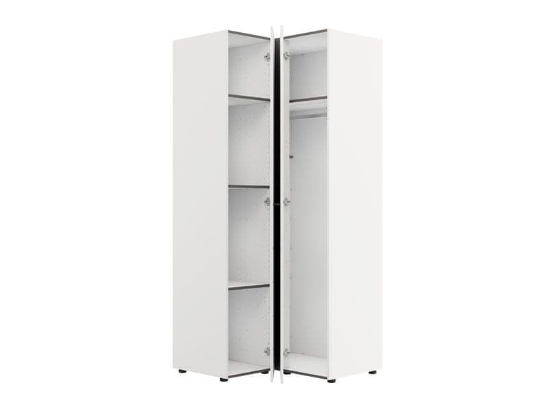 Nevaris White 3 Piece Large Corner Bedroom Wardrobe Modular Set