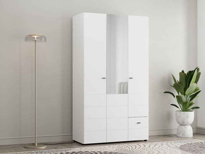 Nevaris White 3 Piece Large Corner Bedroom Wardrobe Modular Set