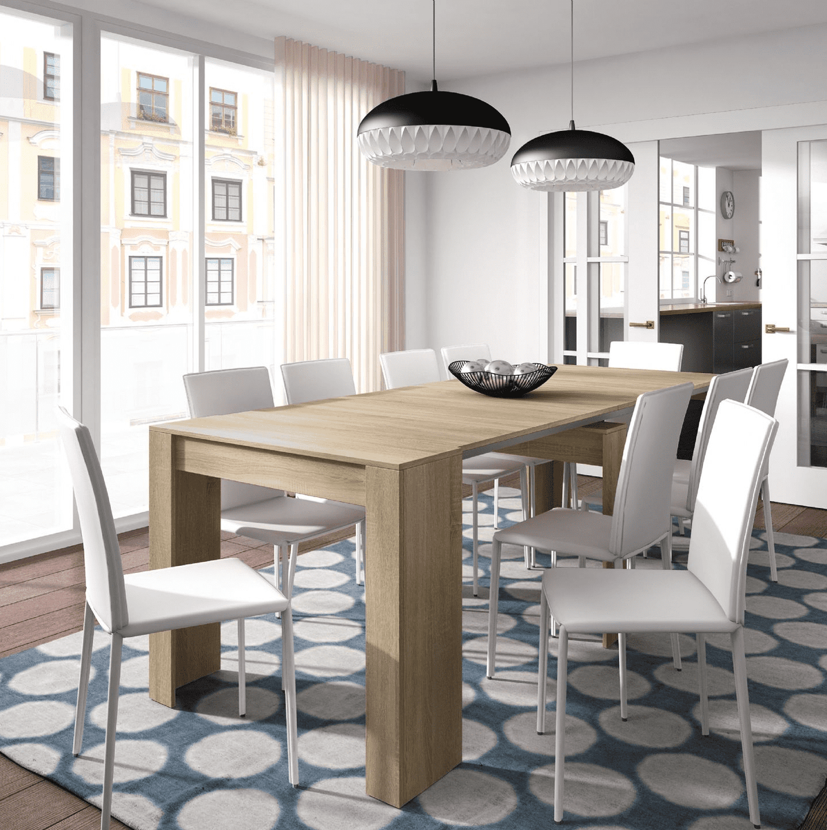 Grandeur Extending Dining Table in Warm Oak