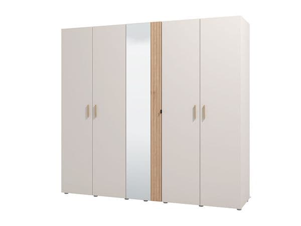 Elandra Cashmere Taupe And Artisan Oak Effect Large Mirrored 5 Door Wardrobe 11013695