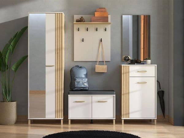 Elandra Cashmere Taupe And Artisan Oak Effect Slim Narrow Shallow Depth Wardrobe - 11013554 RZ