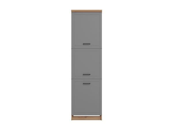 Sara Grey And Oak Effect Tall 60cm 3 Door Kitchen Larder Unit Pantry Cupboard - 11012281
