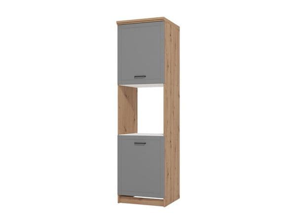 Sara Grey And Oak Effect Tall 60cm 3 Door Kitchen Larder Unit Pantry Cupboard - 11012281