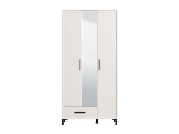 Orska White 3 Door Tall Shallow Depth Mirrored Wardrobe for Small Spaces - 11014281