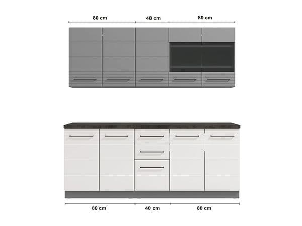 Ben 200cm Kitchen White Gloss and Grey Cupboards -11012311
