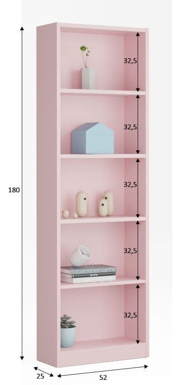 Miracle Tall Bookcase in Blushed Pink