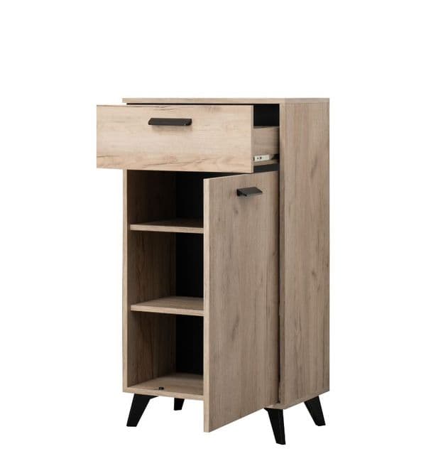 Novara Slim Narrow Sideboard Storage Unit in Grey Oak Effect- 11008180