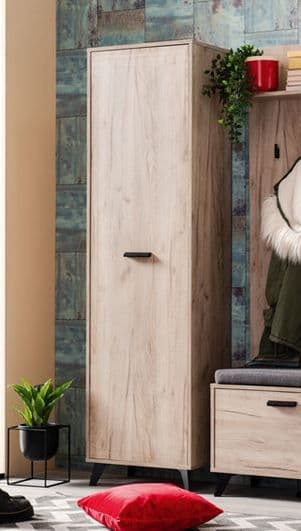 Novara Tall Slim Shallow Narrow Wardrobe In Grey Oak Effect - 11008183