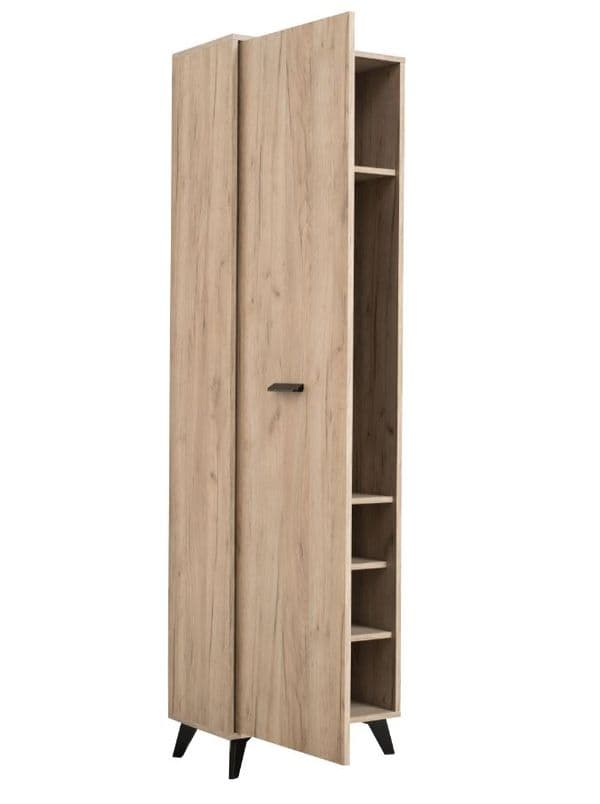 Novara Tall Slim Shallow Narrow Wardrobe In Grey Oak Effect - 11008183