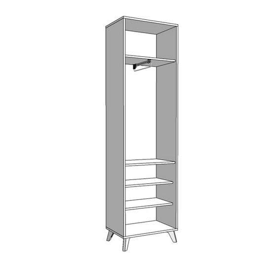 Novara Tall Slim Shallow Narrow Wardrobe In Grey Oak Effect - 11008183