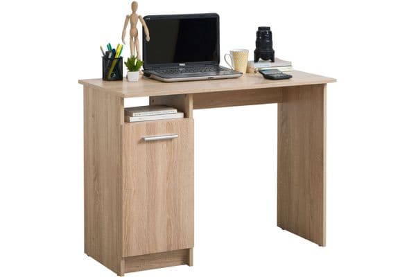 Seville Sonoma Oak Compact Study Desk With Storage- 11008651