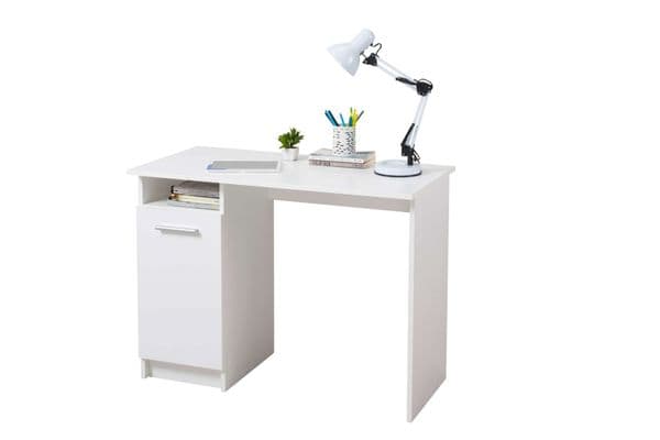 Seville White Compact Study Writing Desk With Storage - 11008652
