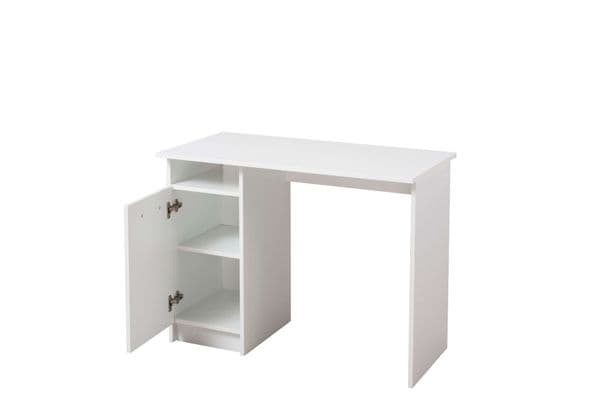 Seville White Compact Study Writing Desk With Storage - 11008652
