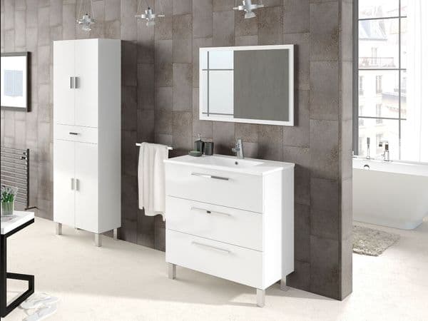 Nai 800mm White Gloss Bathroom Vanity Cabinet with Sink- 305423BO