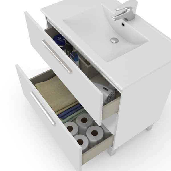 Nai 800mm White Gloss Bathroom Vanity Cabinet with Sink- 305423BO