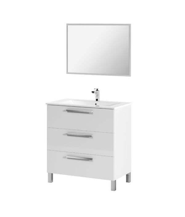 Nai 800mm White Gloss Bathroom Vanity Cabinet with Sink- 305423BO
