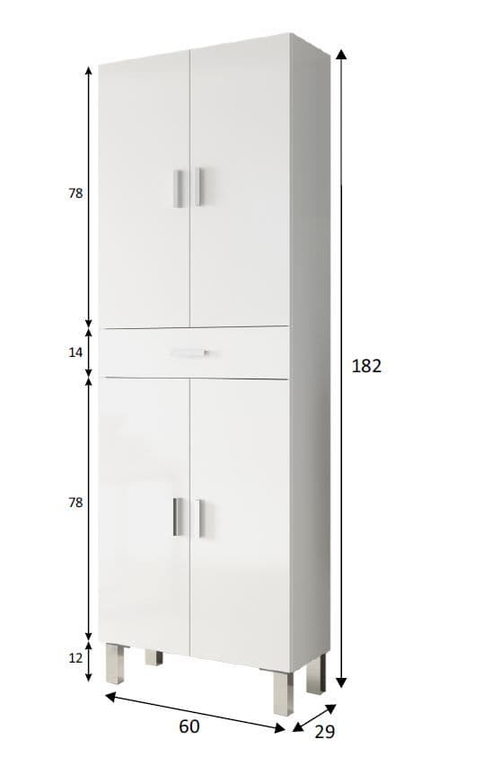 Clara Tall Bathroom Cabinet in Glossed White 305280BO