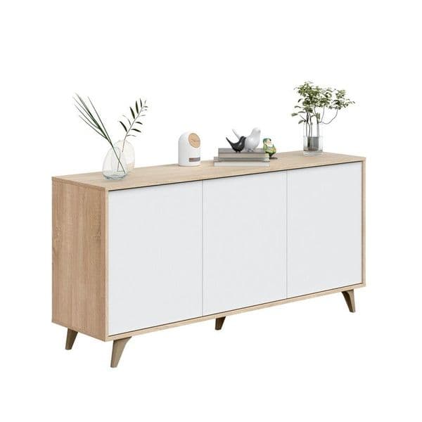 Caden White And Oak Effect 3 Door Wide Sideboard- 016618F