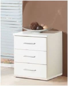 Roman 3 Drawer Bedside Table in Pure White