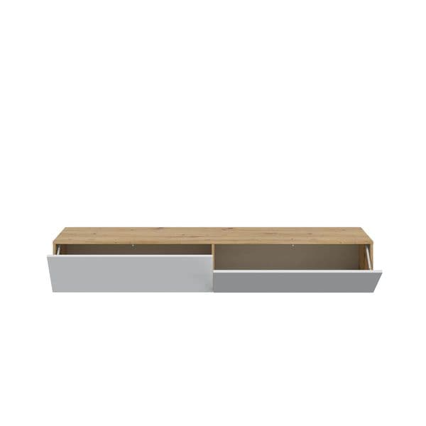 River Nordic Oak Effect And White Wall Mounted Floating Wide Large TV Entertainment Unit- 016601WS