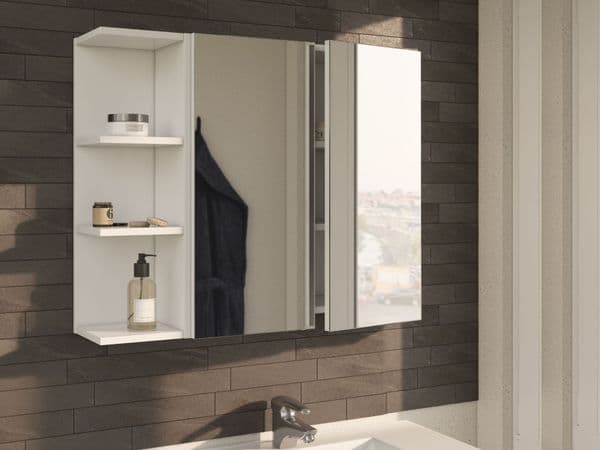 Risto 600mm White And Mirrored 2 Door Wall Mounted Bathroom Cabinet - 305083BO