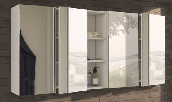 Risto 600mm White And Mirrored 2 Door Wall Mounted Bathroom Cabinet - 305083BO