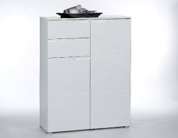 Serene White High Gloss Tall 2 Drawer 2 Door Sideboard Storage Unit S7