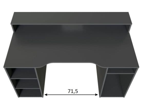 Rafa Gaming Desk in Dark Grey with Hutch and Storage- 004601Z