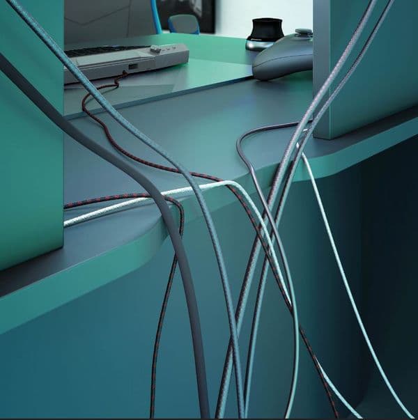 Rafa Gaming Desk in Dark Grey with Hutch and Storage- 004601Z