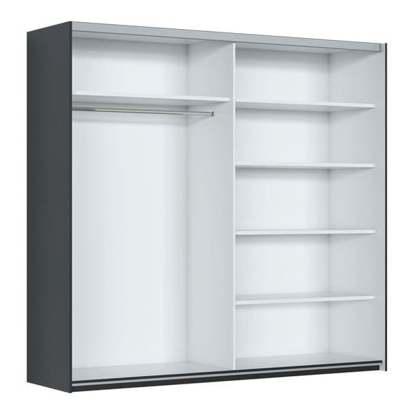 Cullinan Dark Grey Large 219cm Sliding Door Wardrobe With Round Mirrors - 8XGMS202