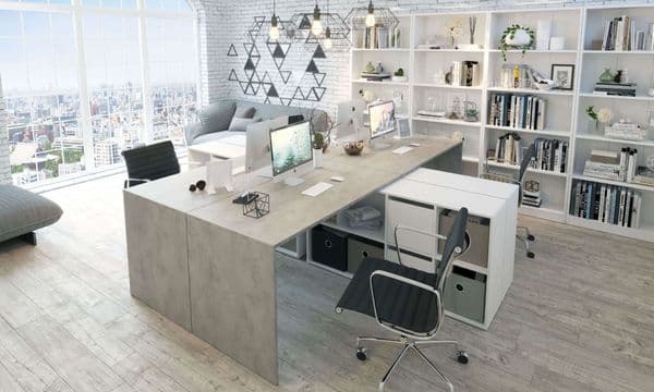 Sara White and Concrete Grey Large Left or Right Flexi Corner Office Desk- 0L4606A