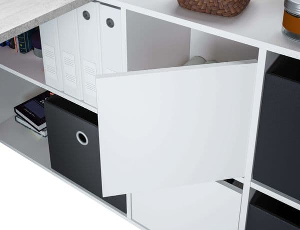 Sara White and Concrete Grey Large Left or Right Flexi Corner Office Desk- 0L4606A