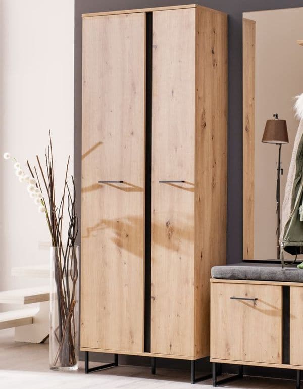 Elliot Artisan Oak Tall Shallow Narrow Slim Wardrobe - 11008256