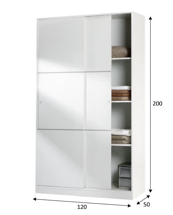 Lira Small Sliding Wardrobe in White