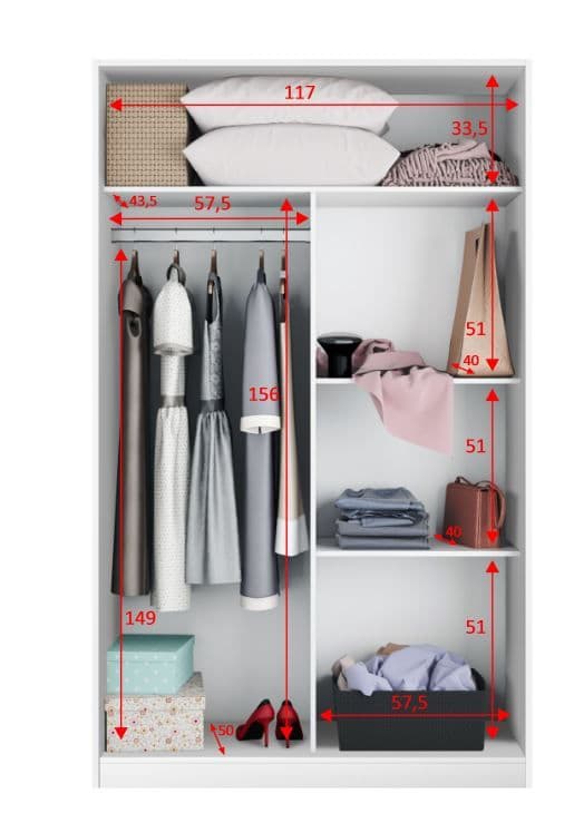 Lira Small Sliding Wardrobe in White TOP020BO