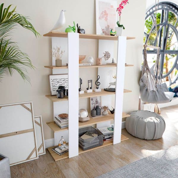 Sutton Nordic Oak & Artic White Bookcase -012260W