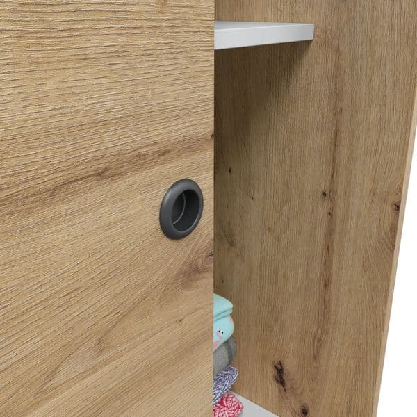 Sherleen Nodi Oak Effect Small Narrow Sliding 2 Door Wardrobe 120cm Wide - TOP020W