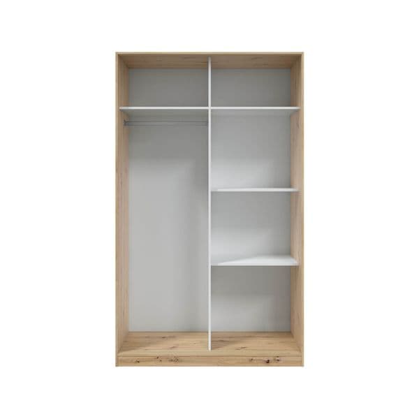Sherleen Nodi Oak Effect Small Narrow Sliding 2 Door Wardrobe 120cm Wide - TOP020W