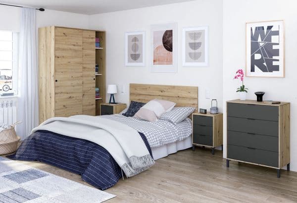 Sherleen Nodi Oak Effect Small Narrow Sliding 2 Door Wardrobe 120cm Wide - TOP020W