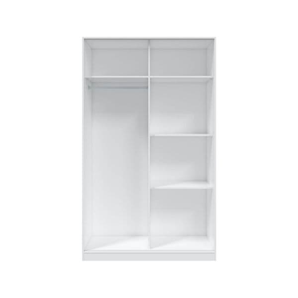 Chilton Artic White and White Oak Effect Small Narrow Sliding 2 Door Wardrobe 120cm Wide - TOP121A