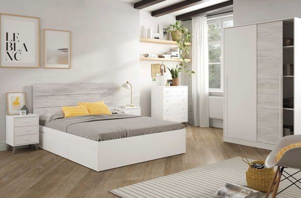 Chilton Artic White and White Oak Effect Small Narrow Sliding 2 Door Wardrobe 120cm Wide - TOP121A